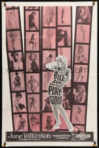 6j107 BELLBOY & THE PLAYGIRLS 1sh 1962 sexy 3D June Wilkinson, Coppola, cool film strip design