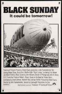 6j136 BLACK SUNDAY 1sh 1977 Goodyear Blimp zeppelin disaster at the Super Bowl!