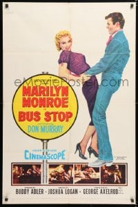 6j168 BUS STOP 1sh 1956 full-length art of cowboy Don Murray holding sexy Marilyn Monroe!