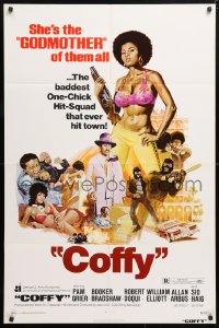 6j212 COFFY 1sh 1973 sexy art of baddest chick Pam Grier, Jack Hill blaxploitation classic!