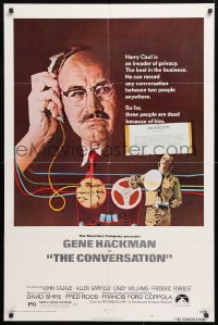 6j223 CONVERSATION 1sh 1974 art of Gene Hackman by Bernard D'Andrea, Francis Ford Coppola directed