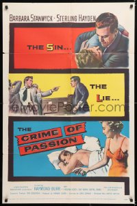 6j236 CRIME OF PASSION 1sh 1957 sexy Barbara Stanwyck, Sterling Hayden, Raymond Burr
