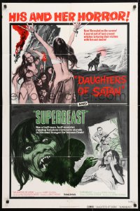 6j248 DAUGHTERS OF SATAN/SUPERBEAST 1sh 1972 horror double-bill, his & her horror!