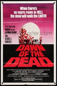 6j249 DAWN OF THE DEAD 1sh 1979 George Romero, no more room in HELL for the dead, red title design