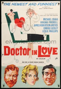 6j274 DOCTOR IN LOVE English 1sh 1961 an epidemic of fun & frolic 11 out of 10 doctors recommend!
