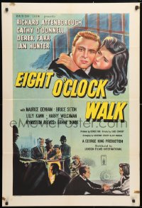 6j292 EIGHT O'CLOCK WALK English 1sh 1957 Richard Attenborough, Cathy O'Donnell, different artwork!