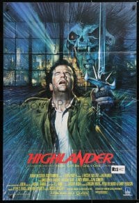 6j422 HIGHLANDER English 1sh 1986 different art of immortal Christopher Lambert by Brian Bysouth!