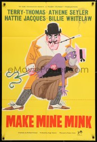 6j558 MAKE MINE MINK English 1sh 1961 artwork of Terry-Thomas stealing sexy woman's clothes!