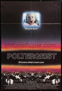 6j693 POLTERGEIST English 1sh 1982 Tobe Hooper, classic, they're here, Heather O'Rourke by TV!
