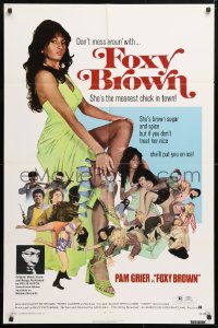 6j346 FOXY BROWN 1sh 1974 don't mess with Pam Grier, meanest chick in town, she'll put you on ice!