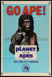 6j383 GO APE TV 1sh 1974 Planet of the Apes, wonderful Uncle Sam parody art!
