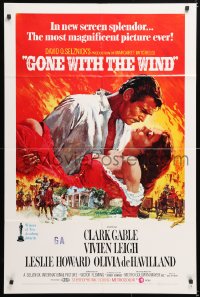 6j391 GONE WITH THE WIND 1sh R1970 Howard Terpning art of Gable carrying Leigh over burning Atlanta!