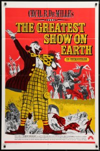 6j400 GREATEST SHOW ON EARTH int'l 1sh R1970s Cecil B. DeMille circus classic, cool different art!
