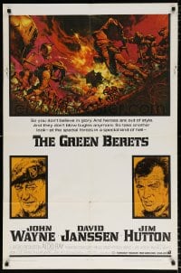 6j401 GREEN BERETS 1sh 1968 John Wayne, David Janssen, Jim Hutton, cool Vietnam War art!