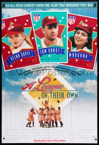 6j499 LEAGUE OF THEIR OWN advance DS 1sh 1992 Tom Hanks, Madonna, Geena Davis, women's baseball!