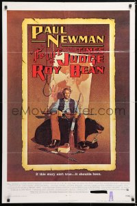 6j508 LIFE & TIMES OF JUDGE ROY BEAN 1sh 1972 John Huston, art of Paul Newman by Richard Amsel!