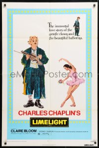 6j510 LIMELIGHT 1sh R1972 images of aging Charlie Chaplin & pretty young Claire Bloom!