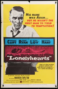6j518 LONELYHEARTS 1sh 1959 guilt-ridden Montgomery Clift, from Nathaniel West's depressing novel!