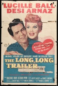 6j519 LONG, LONG TRAILER 1sh 1954 newlyweds Lucille Ball & Desi Arnaz go on honeymoon adventure!