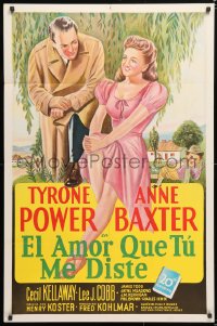 6j534 LUCK OF THE IRISH Spanish/US 1sh 1948 Tyrone Power, Anne Baxter, art of leprechaun Kellaway!