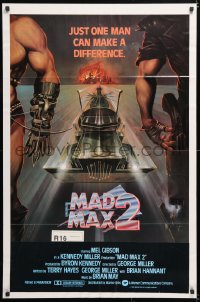 6j545 MAD MAX 2: THE ROAD WARRIOR int'l 1sh 1982 Mel Gibson returns as Mad Max, art by Obrero!