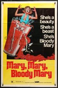 6j577 MARY MARY BLOODY MARY 1sh 1976 gruesome art of woman dissolving in gigantic glass of acid!
