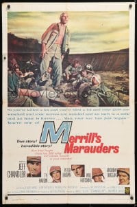 6j580 MERRILL'S MARAUDERS 1sh 1962 Samuel Fuller, Jeff Chandler, true story from WWII!