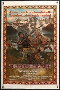 6j606 MOUNTAIN MEN 1sh 1980 great Hopkins art of mountain men Charlton Heston & Brian Keith!