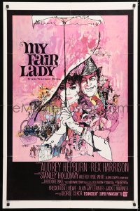 6j617 MY FAIR LADY 1sh 1964 classic Bob Peak art of Audrey Hepburn & Rex Harrison!