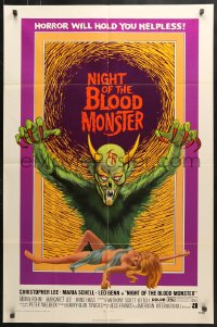 6j638 NIGHT OF THE BLOOD MONSTER 1sh 1972 Jess Franco, art of wacky beast & half-dressed sexy girl!