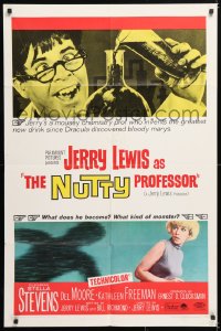6j651 NUTTY PROFESSOR 1sh R1967 wacky Jerry Lewis directs & stars w/pretty Stella Stevens!