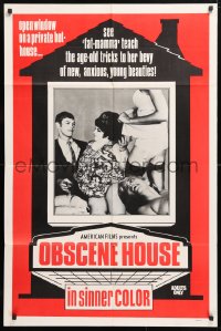 6j654 OBSCENE HOUSE 1sh 1969 see fat-mamma teach the age-old tricks to her bevy of young beauties!
