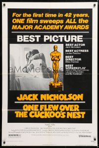 6j662 ONE FLEW OVER THE CUCKOO'S NEST awards 1sh 1975 Nicholson & Sampson, Forman, Best Picture!