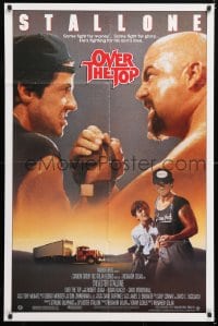 6j672 OVER THE TOP 1sh 1987 trucker Sylvester Stallone armwrestling giant guy & with son!