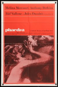 6j679 PHAEDRA 1sh 1962 great artwork of sexy Melina Mercouri & Anthony Perkins, Jules Dassin