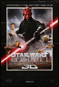 6j680 PHANTOM MENACE int'l advance DS 1sh R2012 Star Wars Episode I in 3-D, top cast!