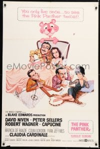 6j683 PINK PANTHER 1sh 1964 wacky art of Peter Sellers & David Niven by Jack Rickard!