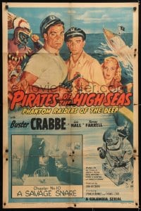 6j687 PIRATES OF THE HIGH SEAS chapter 10 1sh 1950 Buster Crabbe serial, Glenn Cravath art!