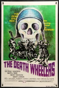 6j705 PSYCHOMANIA 1sh R1973 George Sanders, The Death Wheelers, wild biker horror art!