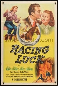 6j712 RACING LUCK 1sh 1948 Gloria Henry, David Bruce, jockey Stanley Clements, horse racing!