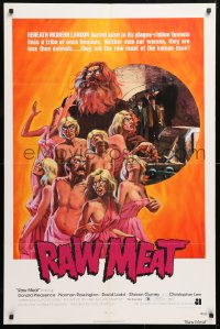 6j722 RAW MEAT 1sh 1973 beneath modern London buried alive in its plague-ridden tunnels!