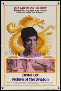 6j730 RETURN OF THE DRAGON 1sh 1974 Bruce Lee kung fu classic, Chuck Norris, great images!