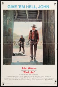 6j741 RIO LOBO 1sh 1971 Howard Hawks, Give 'em Hell, John Wayne, great cowboy image!