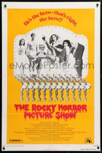 6j751 ROCKY HORROR PICTURE SHOW style B 1sh 1975 Tim Curry is the hero, wacky cast portrait!