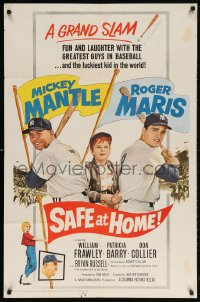6j760 SAFE AT HOME 1sh 1962 Mickey Mantle, Roger Maris, New York Yankees baseball, a grand slam!