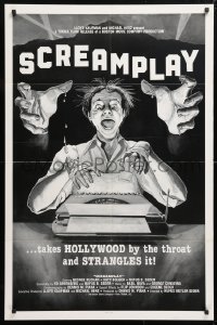 6j773 SCREAMPLAY 1sh 1984 completely wacky Hirshman art for Troma horror comedy!