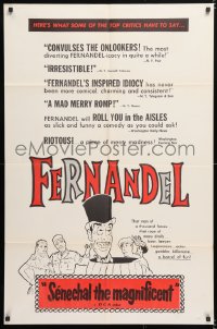 6j781 SENECHAL THE MAGNIFICENT 1sh 1958 cool art of wacky Fernandel with top cast!