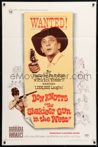 6j786 SHAKIEST GUN IN THE WEST 1sh 1968 Barbara Rhoades with rifle, Don Knotts on wanted poster!