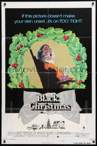 6j798 SILENT NIGHT EVIL NIGHT 1sh 1975 this gruesome image will surely make your skin crawl!