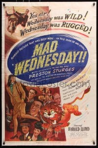 6j801 SIN OF HAROLD DIDDLEBOCK 1sh R1950 Preston Sturges, Harold Lloyd & lion, Mad Wednesday!